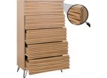 Cassettiera HWC-M49, Mobile Alto, Design 3D 5 Cassetti Mdf Metallo 145X80X44Cm ~ Natura