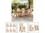 The Living Store Sedie Da Giardino 6 Pz. Pieghevoli In Legno Massiccio Di Acacia E Textilene