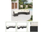 The Living Store Divano Da Giardino Con Cuscini Semi-Rotondo In Poly-Rattan Nero