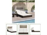 The Living Store Lettino Doppio Con Tetto E Cuscini In Poly Rattan Marrone