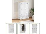 The Living Store Armadio Bianco 102X52X186 Cm In Legno Di Pino Massiccio