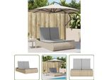 The Living Store Lettino Doppio Con Cuscini Beige In Poly Rattan