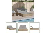 The Living Store Lettino Doppio Con Cuscini Beige In Poly Rattan