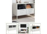 The Living Store Mobile Tv Bianco 68X39X50,5 Cm Acciaio Laminato A Freddo