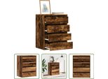 The Living Store Cassettiera Effetto Legno Vecchio 60X41X76 Cm Materiale Legno