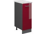 Vicco Armadio Cucina Dispensa Alto R-Line, 30 Cm Pl Marmo, Rosso Lucido/Antracite