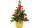 Albero Di Natale Artificiale Decorato Con 24 Ornamenti Tiny 6 In Vaso 25 Cm