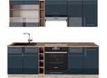 Vicco Cucina Componibile Fame-Line, 235 Cm , Pt Rovere, Blu Scuro Lucido/Rovere Dorato