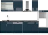 Vicco Cucina Componibile Fame-Line, 300 Cm Con Armadio Alto, Pt Antracite, Blu Scuro Lucido/Bianco