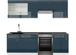 Vicco Cucina Componibile Fame-Line, 240 Cm , Pt Antracite, Blu Scuro Lucido/Bianco