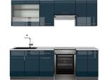 Vicco Cucina Componibile Fame-Line, 240 Cm , Pt Marmo, Blu Scuro Lucido/Antracite