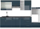 Vicco Cucina Componibile Fame-Line, 280 Cm , Pt Antracite, Blu Scuro Lucido/Bianco