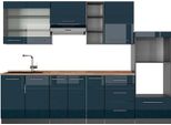 Vicco Cucina Componibile Fame-Line, 280 Cm , Pt Rovere, Blu Scuro Lucido/Antracite