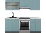 Vicco Cucina Componibile R-Line, 200 Cm , Pt Marmo, Blu-Grigio/Antracite