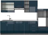 Vicco Cucina Componibile Fame-Line, 280 Cm , Pt Marmo, Blu Scuro Lucido/Antracite