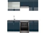 Vicco Cucina Componibile Fame-Line, 200 Cm , Pt Antracite, Blu Scuro Lucido/Bianco