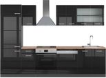Vicco Cucina Componibile R-Line, 300 Cm , Pt Rovere, Nero Lucido/Antracite