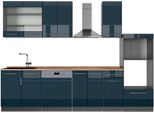 Vicco Cucina Componibile Fame-Line, 300 Cm Con Armadio Alto, Pt Rovere, Blu Scuro Lucido/Antracite