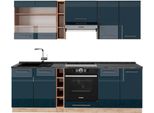 Vicco Cucina Componibile Fame-Line, 235 Cm , Pt Antracite, Blu Scuro Lucido/Rovere Dorato