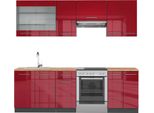 Vicco Cucina Componibile Fame-Line, 240 Cm , Pl Rovere, Rosso Bordeaux Lucido/Antracite