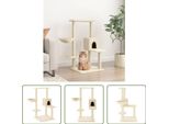 The Living Store Albero Per Gatti Con Tiragraffi In Sisal Crema 95 Cm