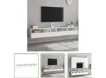 The Living Store Pensili Tv 2 Pz. Bianco 100X30X30 Cm Materiale A Base Di Legno