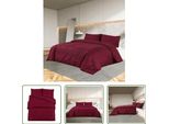 The Living Store Set Di Biancheria Da Letto Rosso Bordeaux 240X220 Cm Microfibra Leggera