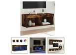 The Living Store Mobile Tv Con Luci Led Rovere Fumé 80X30X30 Cm