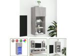 The Living Store Mobile Tv Con Luci Led Grigio Sonoma 40,5X30X90 Cm