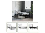 The Living Store Struttura Letto Con Testiera E Pediera In Metallo Nero 100X190 Cm