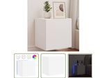 The Living Store Mobile Tv A Parete Con Luci Led Bianco 40,5X35X40 Cm