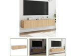 The Living Store Pensili Tv Con Luci Led 2 Pezzi Rovere Sonoma 80X35X31Cm