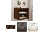 The Living Store Pensili Tv Con Luci Led 2 Pz. Aspetto Rovere Marrone