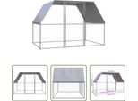 The Living Store Gabbia Per Polli Argento E Grigio 3X2X2 M Acciaio Zincato