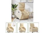 The Living Store Poltrona Relax Con Ausilio Per L'alzata In Tessuto Crema