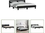 The Living Store Struttura Letto Con Testiera Nera 160X200 Cm In Materiale Ligneo