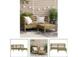 The Living Store Divano Da Giardino A 2 Posti Con Sgabello In Legno Di Pino Impregnato