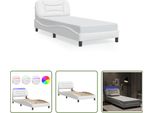The Living Store Struttura Letto Con Led Bianco 90X200 Cm In Ecopelle