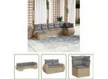 The Living Store Set Di Divani Da Giardino 7 Pezzi Con Cuscini Beige Poly Rattan