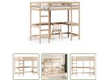 The Living Store Letto A Soppalco Con Scrivania 100X200 Cm In Legno Di Pino Massiccio