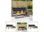 The Living Store Divano Da Giardino A Forma Di L Con Tavolo E Cuscini In Poly Rattan Grigio