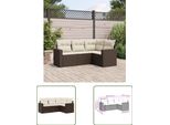 The Living Store Set Di Divani Da Giardino 4 Pezzi Con Cuscini In Polirattan Marrone