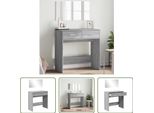 The Living Store Comodino Con Specchio Grey Sonoma 80X39X80 Cm