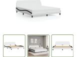 The Living Store Struttura Letto Con Testiera Bianca E Nera 180X200 Cm In Ecopelle