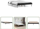 The Living Store Struttura Letto Nera 140X200 Cm In Legno E Metallo