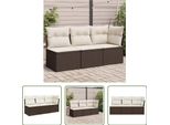 The Living Store Divano Da Giardino Con Cuscini 3 Posti In Poly Rattan Marrone