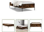 The Living Store Struttura Letto In Rovere Fumé 90X190 Cm Materiale A Base Di Legno E Metallo