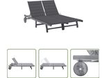 The Living Store Lettino Da 2 Persone Con Cuscino In Legno Massiccio Di Acacia Grigio