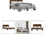 The Living Store Struttura Letto In Rovere Fumé 140X200 Cm Materiale A Base Di Legno E Metallo