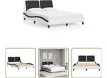 The Living Store Struttura Letto Con Testiera Bianca E Nera 120X200 Cm In Ecopelle